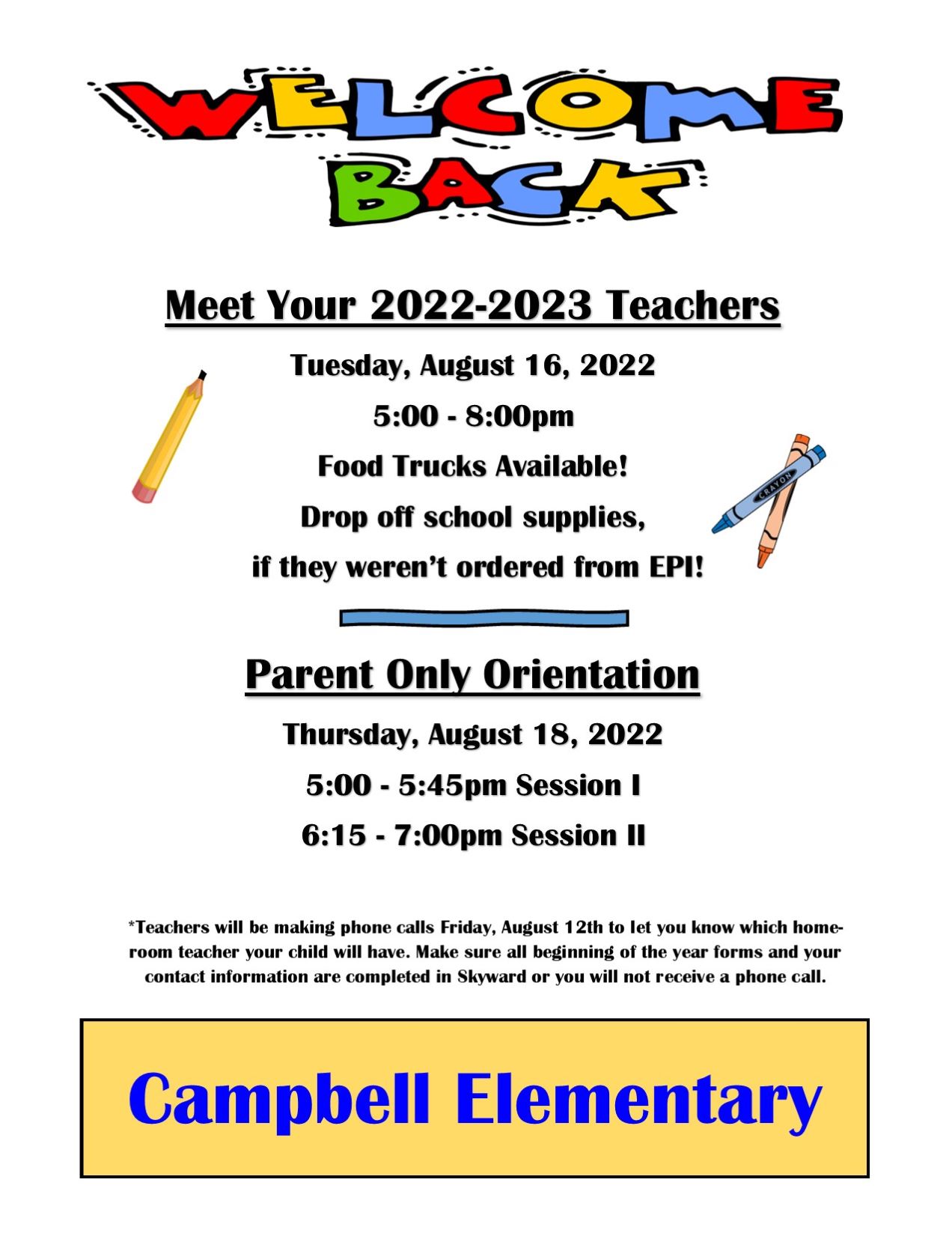 JHE Supply and Teacher Info for 2022-2023 School Year