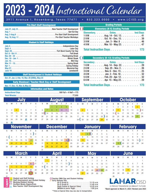 23-24 LCISD Instructional Calendar