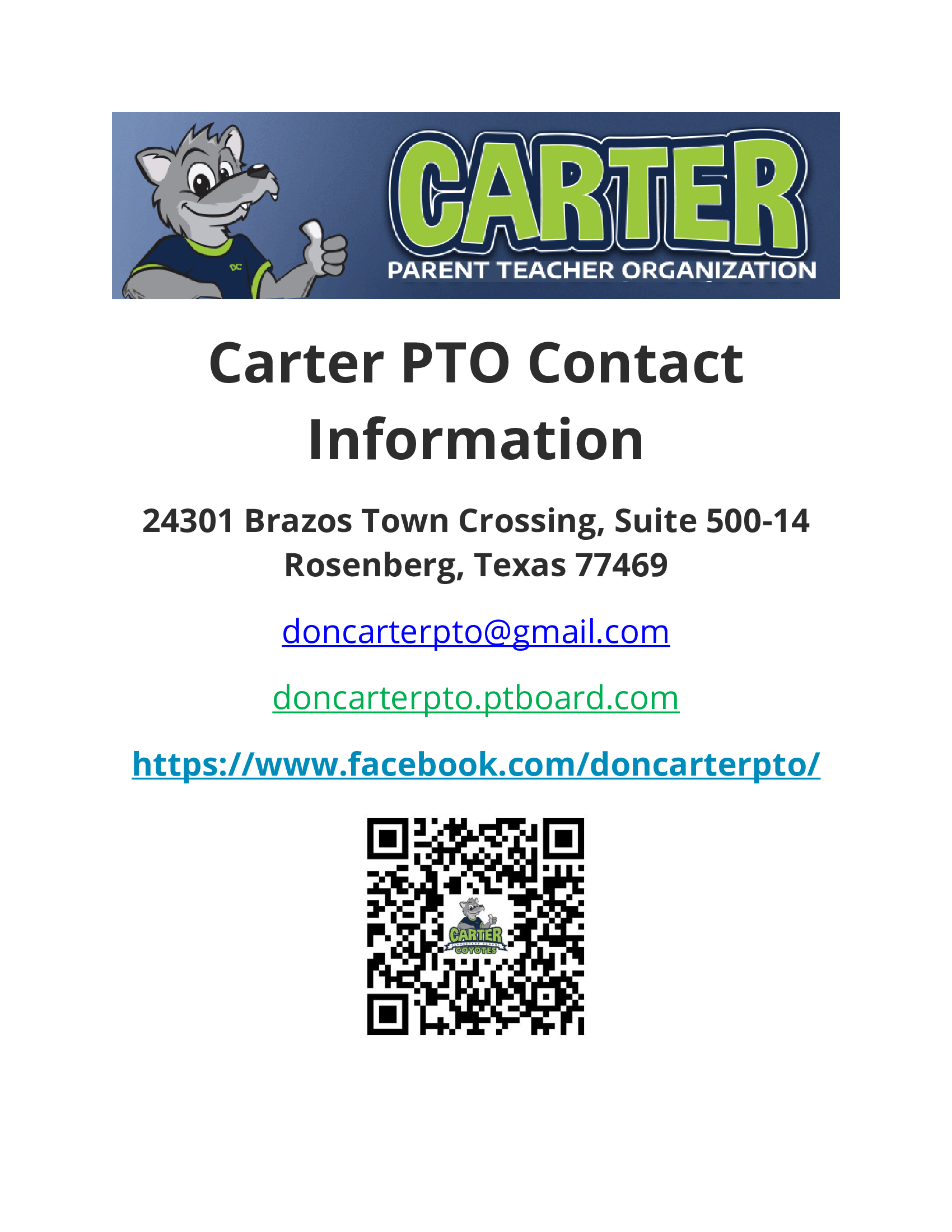 Carter PTO Contact Information 1 of 1