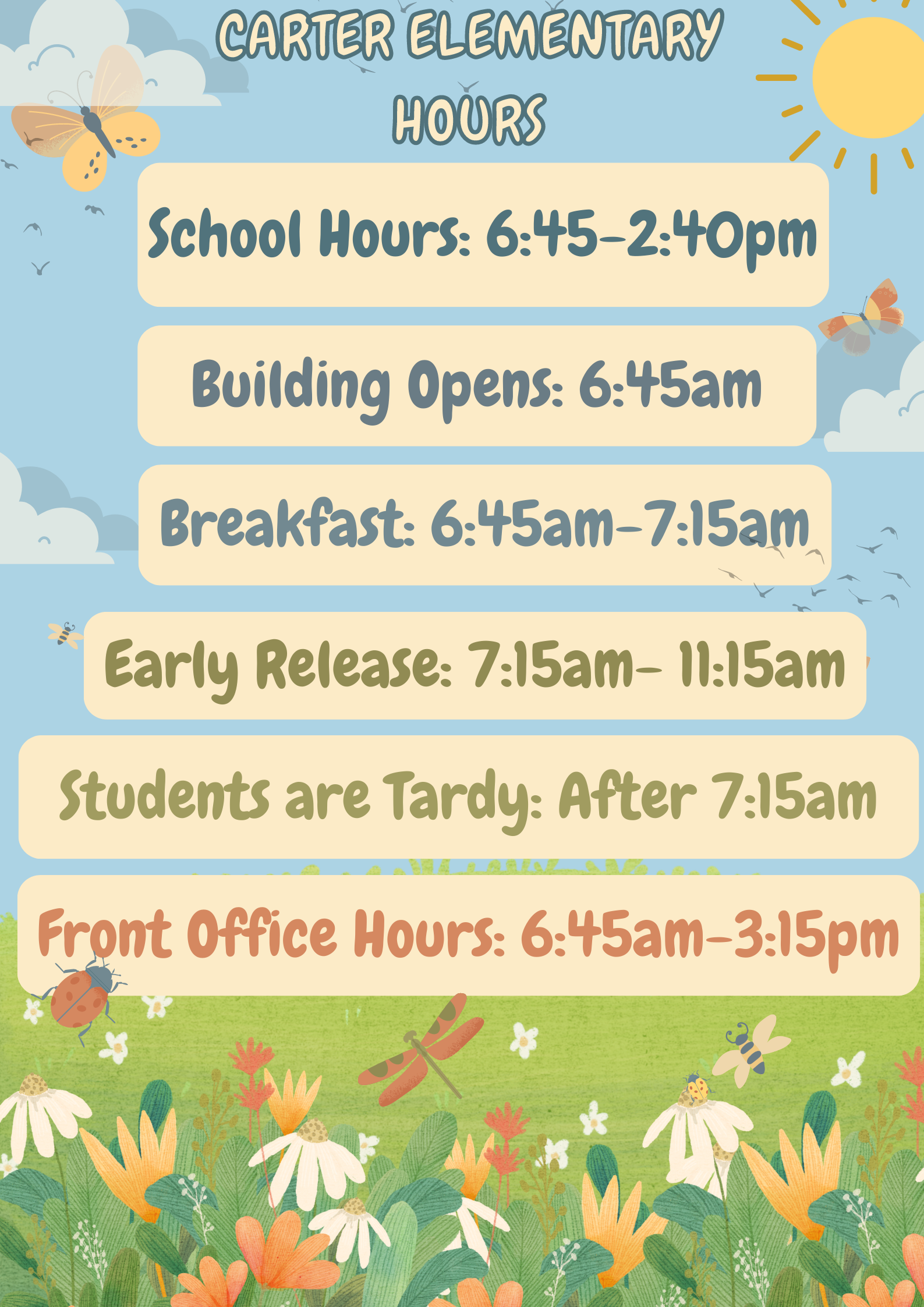 Colorful  Illustrated English Spring Days of the Week Classroom Poster