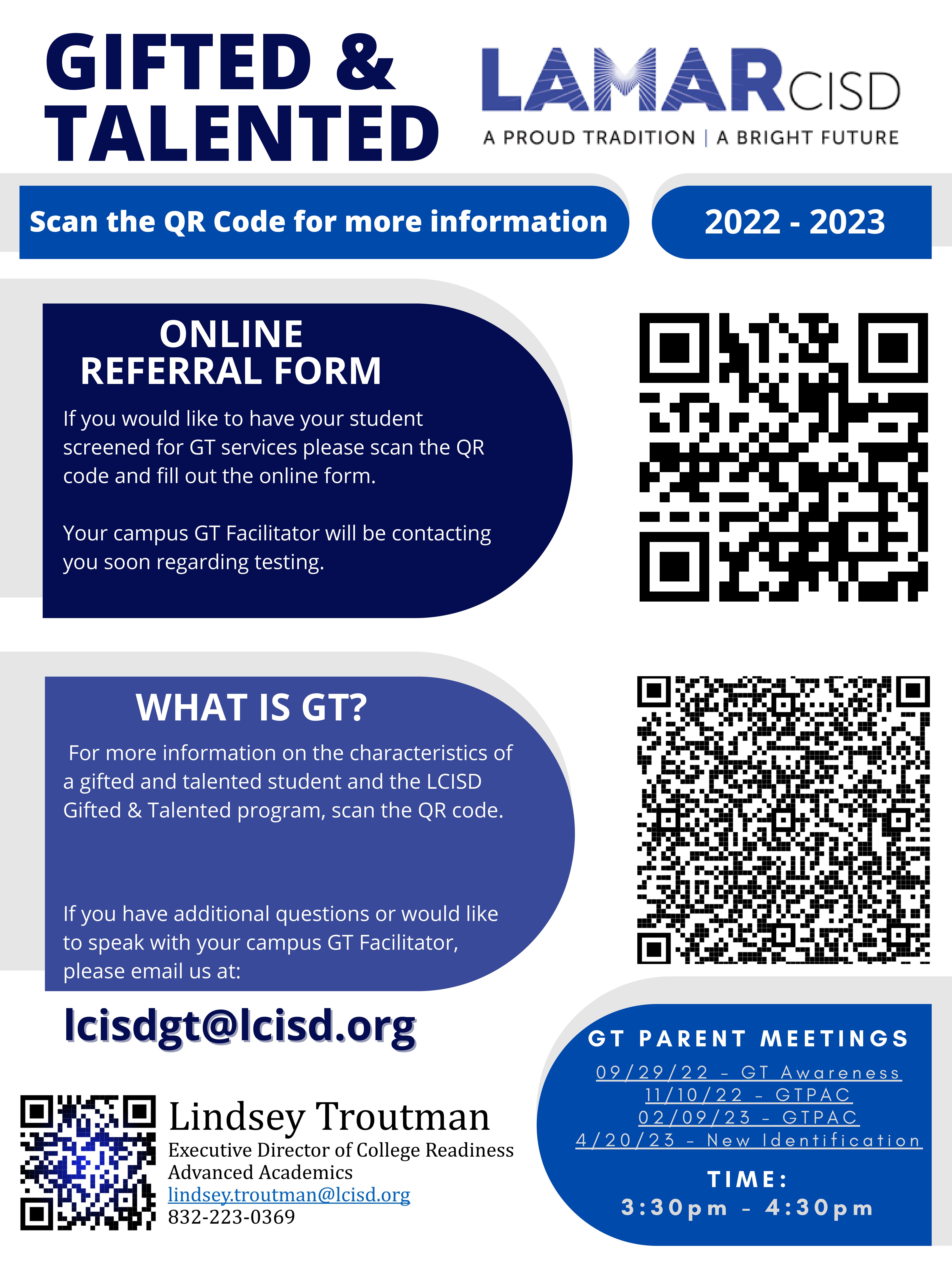 LCISD Gifted & Talented QR Codes
