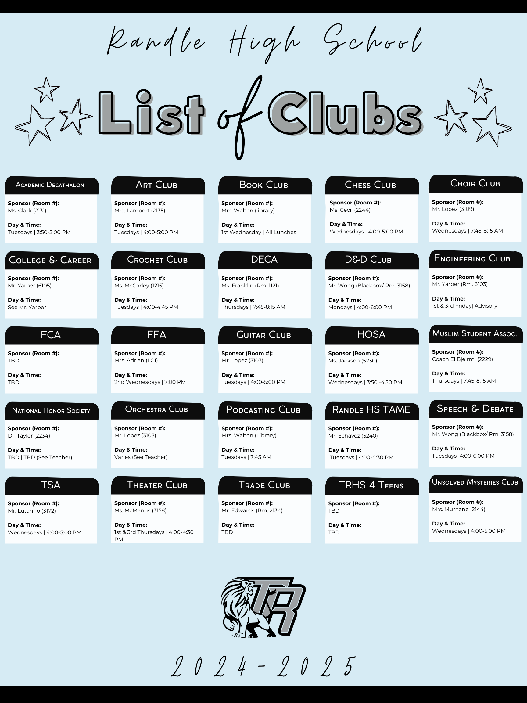 TRHS Club Directory Poster 2425 Updated 1_9_25